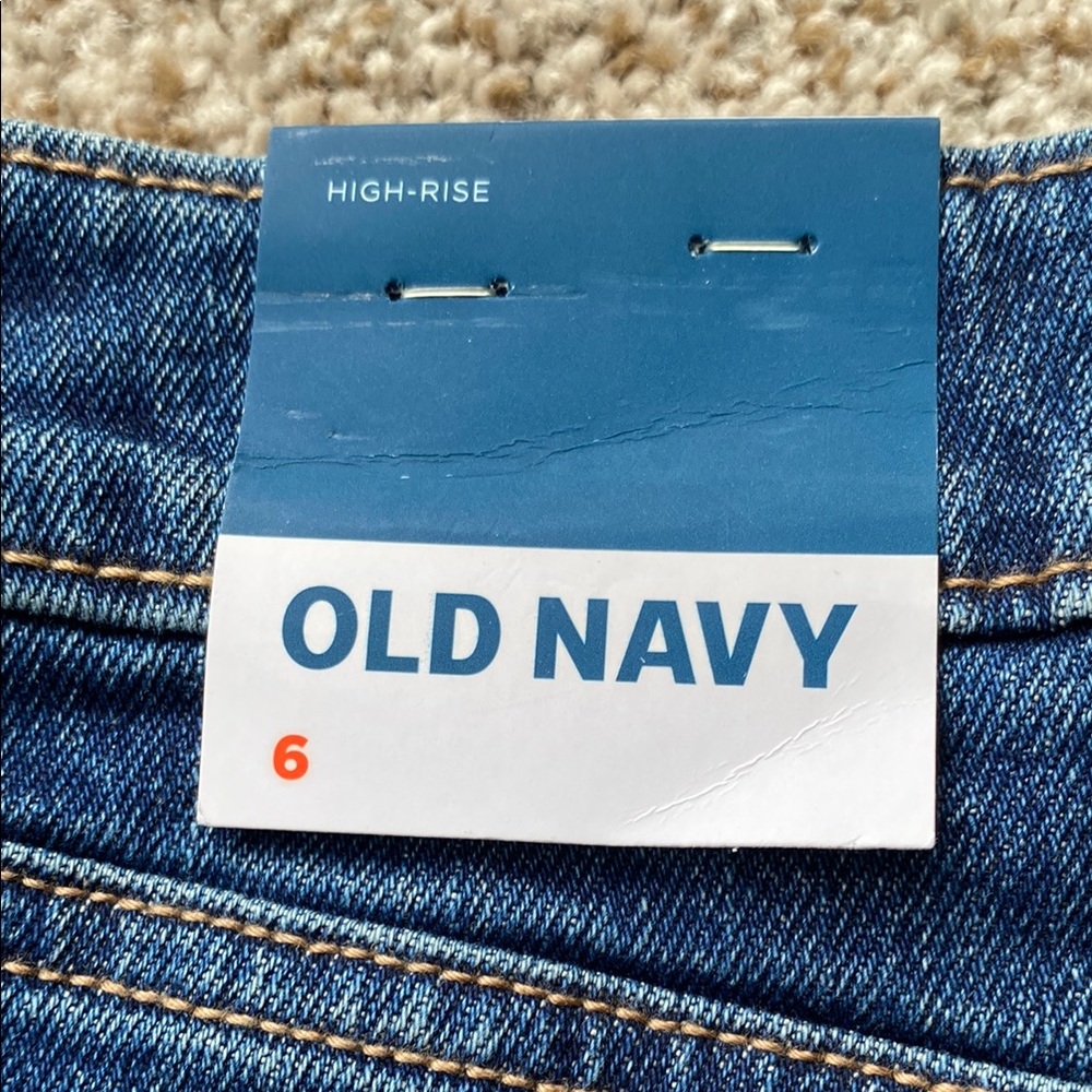 Old Navy NWT High Rise Button Front Blue Secret-Slim Pockets Denim Mini Skirt. 6 - Picture 7 of 11